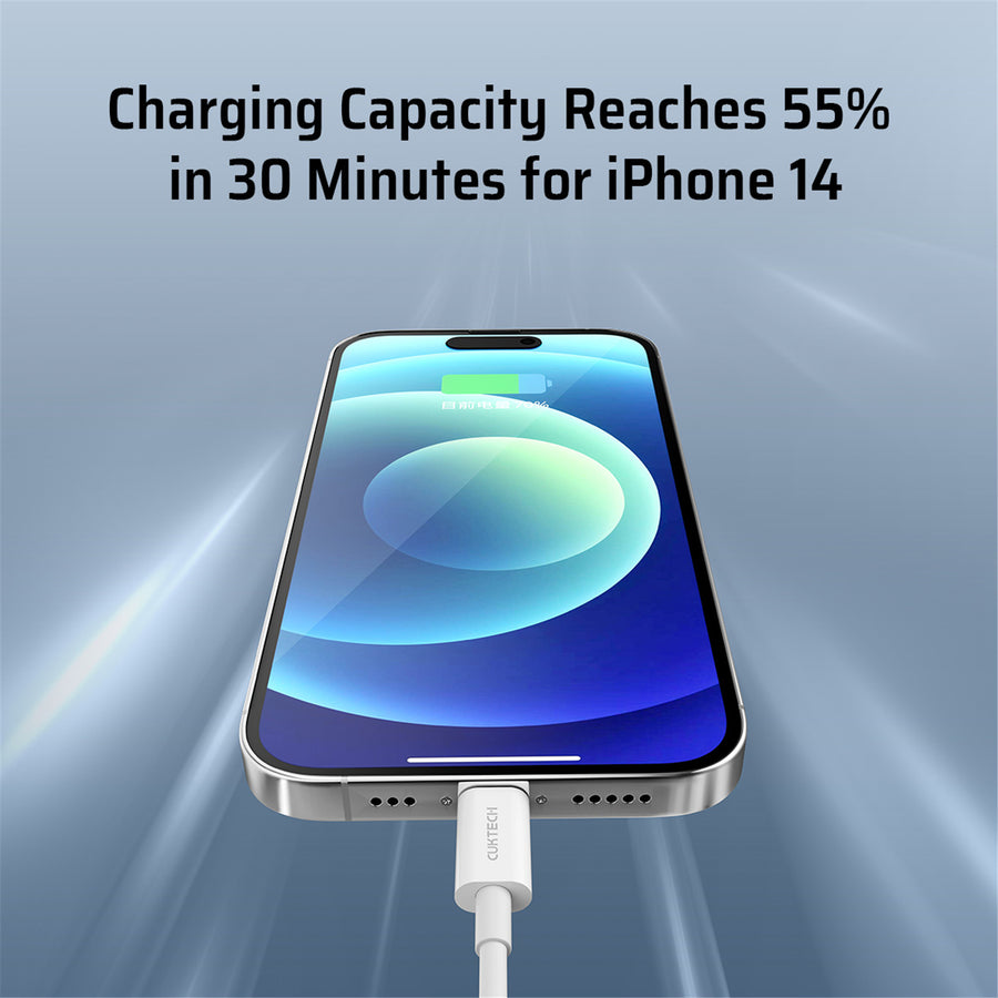 CUKTECH 1m USB-C to Lightning  Charge Cable - White -