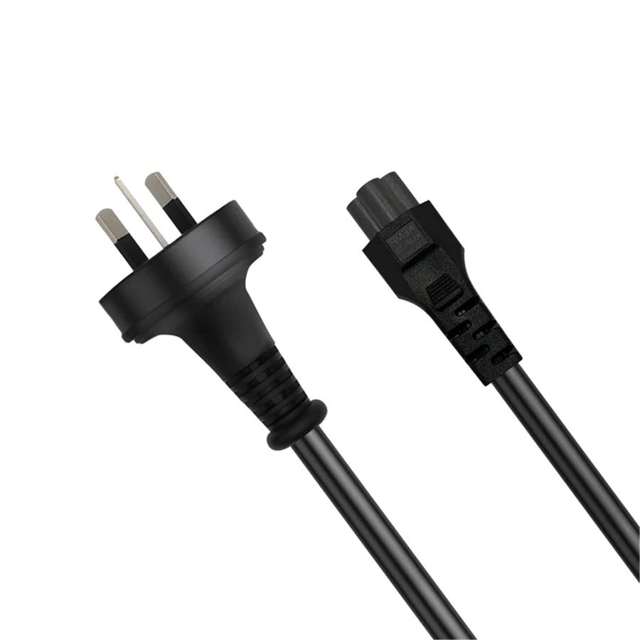 Cruxtec 3Pin Male to IEC-C5 Clover Shaped Female Power Cable - 1m -  SAA Approved - AU/NZ