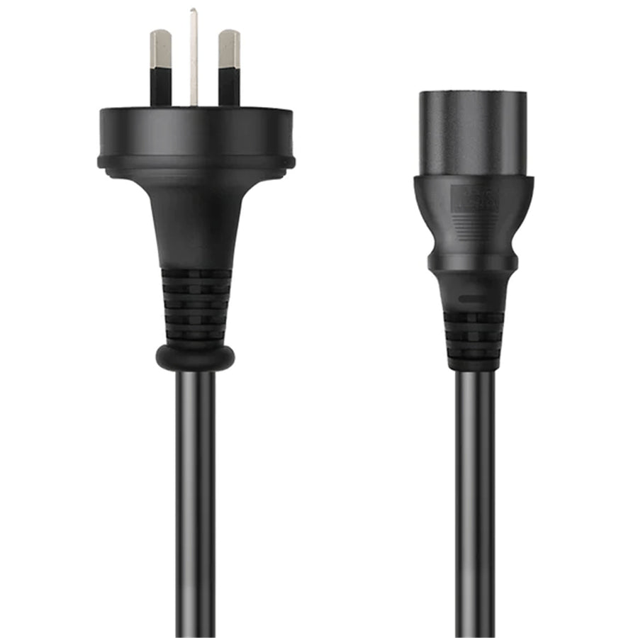 Cruxtec 3Pin Plug to IEC-C13 Female AC Power Cable - 2m - Black - 10A - SAA Approved - 1.0mm Copper Core