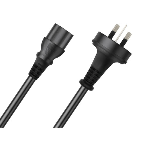 Cruxtec 3Pin Plug to IEC-C13 Female AC Power Cable - 2m - Black - 10A - SAA Approved - 1.0mm Copper Core