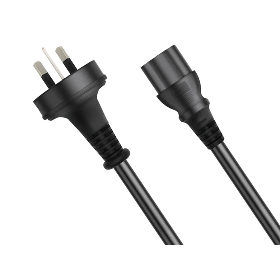 Cruxtec 3Pin Plug to IEC-C13 Female AC Power Cable - 2m - Black - 10A - SAA Approved - 1.0mm Copper Core
