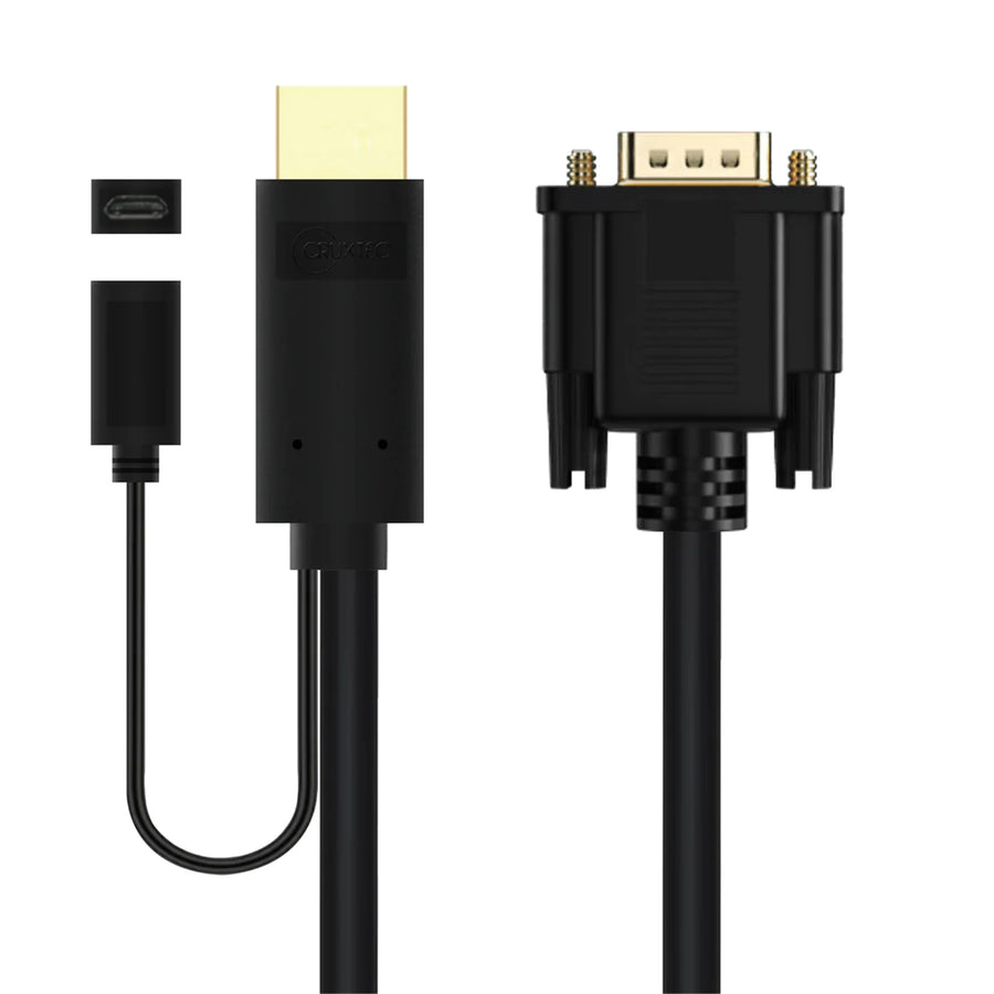 Cruxtec 2m HDMI Male to VGA Male Cable with Micro USB Female ( 1920x1080 )