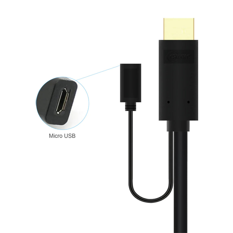 Cruxtec 2m HDMI Male to VGA Male Cable with Micro USB Female ( 1920x1080 )