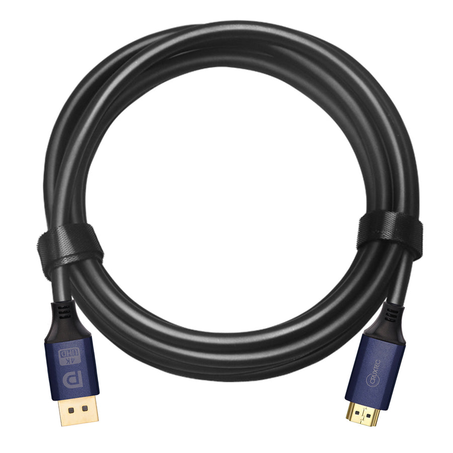 Cruxtec 2m DisplayPort to HDMI Cable 18Gbps - 4K/60Hz