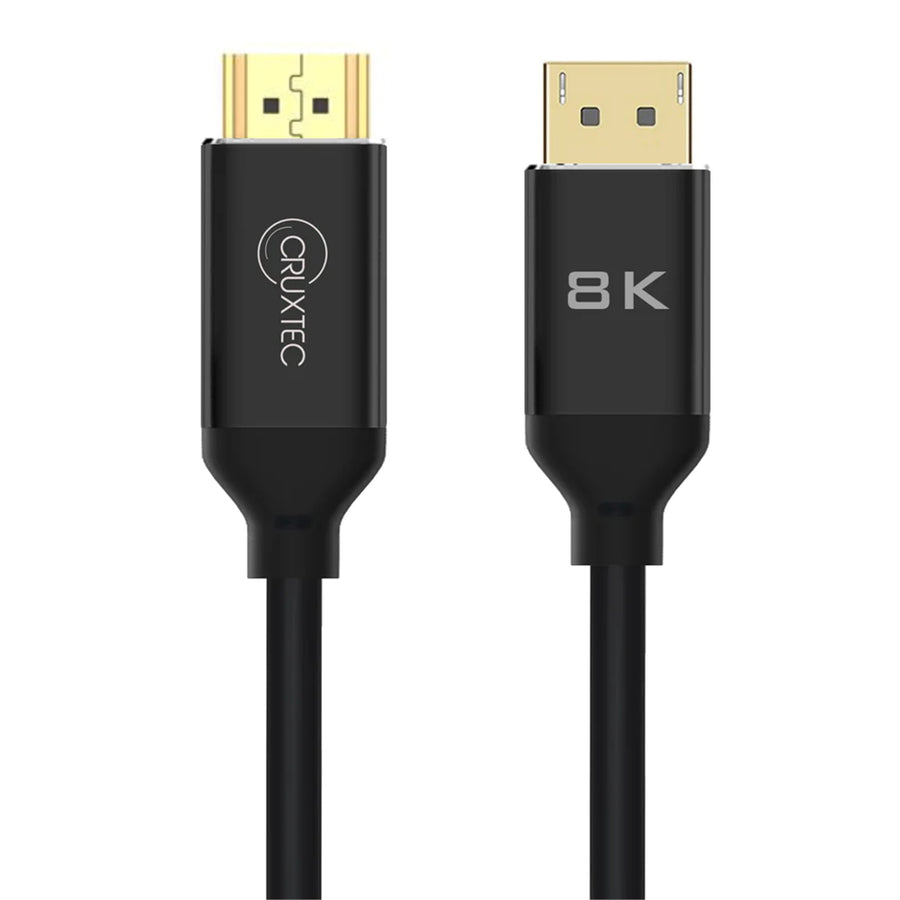 Cruxtec 2m DisplayPort 1.4 to HDMI Cable 48Gbps -  8K/60Hz & 4K/120Hz