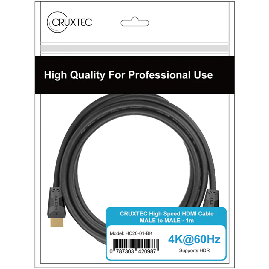 Cruxtec  1m  HDMI Cable - 18Gbps Premium High Speed