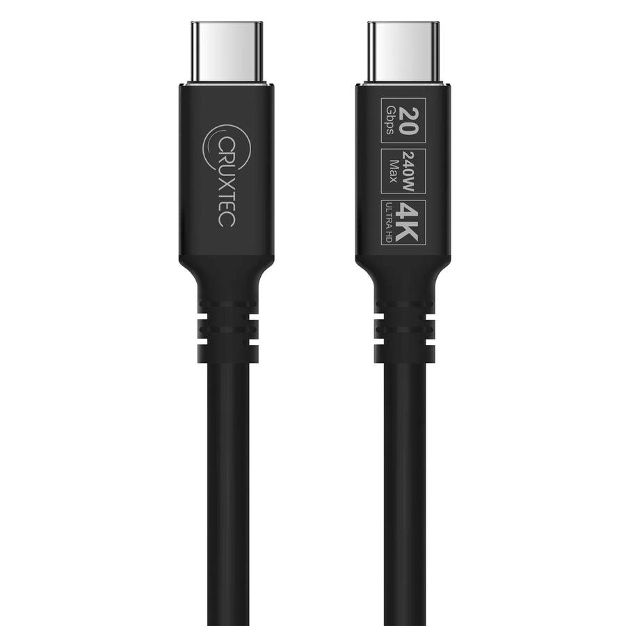 Cruxtec 3m USB-C to USB-C Cable - Full Feature for Syncing & Charging - ( 240W - 20Gbps - 4K/60Hz )