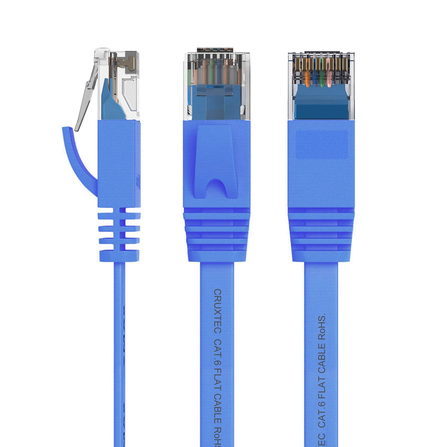 Cruxtec Cat6 Flat Ethernet Cable - 20m - Blue