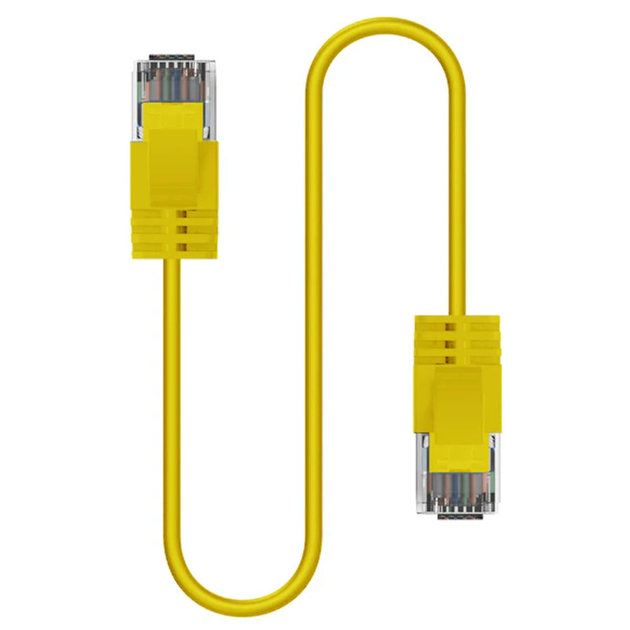 Cruxtec Cat6A Ultra Slim Ethernet Cable - 30cm - Yellow