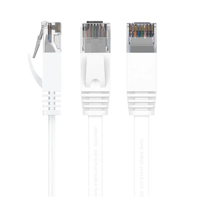 Cruxtec Cat6 Flat Ethernet Cable - 15m - White