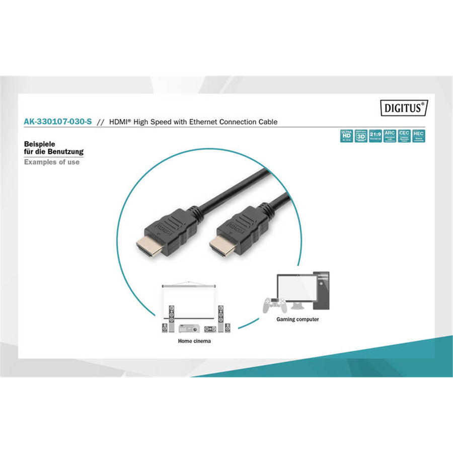 AK-330107-030-S - Digitus HDMI v1.4 Monitor Cable 3m