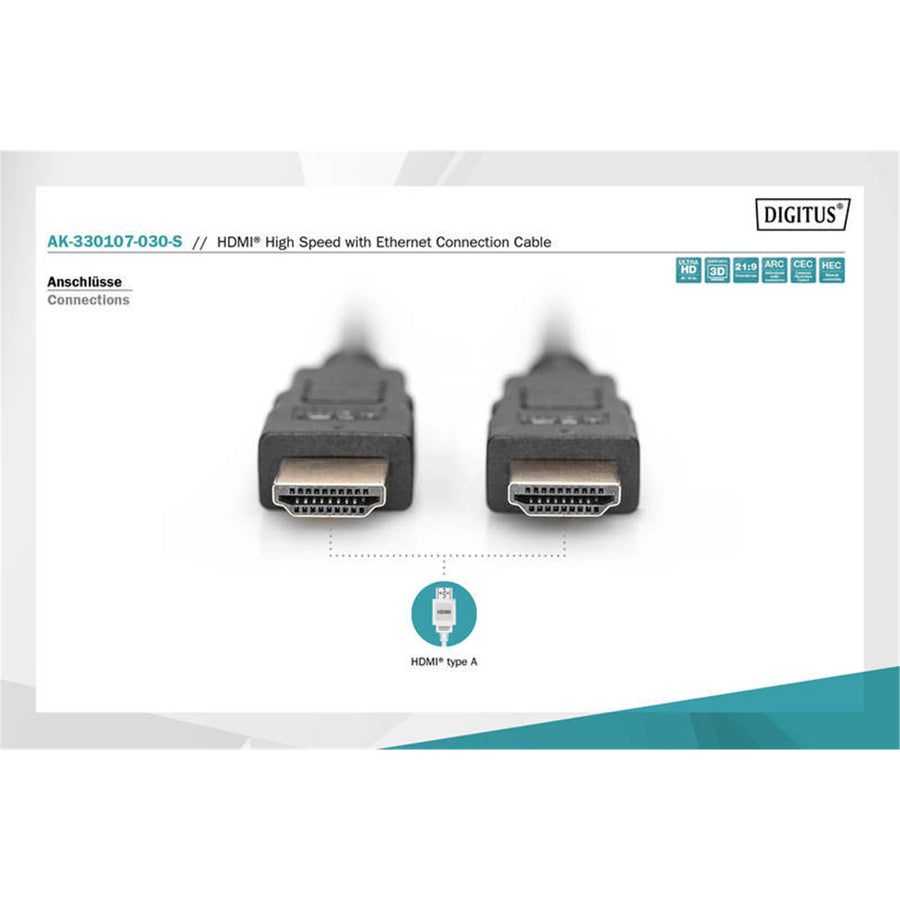 AK-330107-030-S - Digitus HDMI v1.4 Monitor Cable 3m