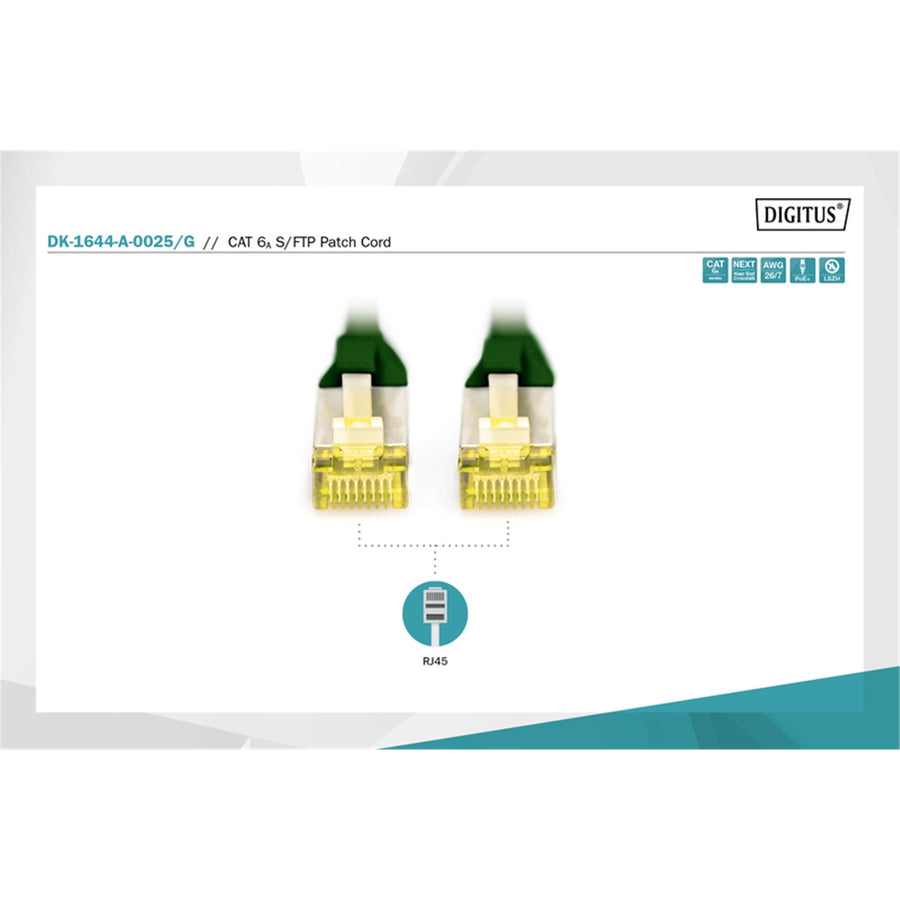 Digitus S-FTP CAT6A Patch Lead - 0.25M Green