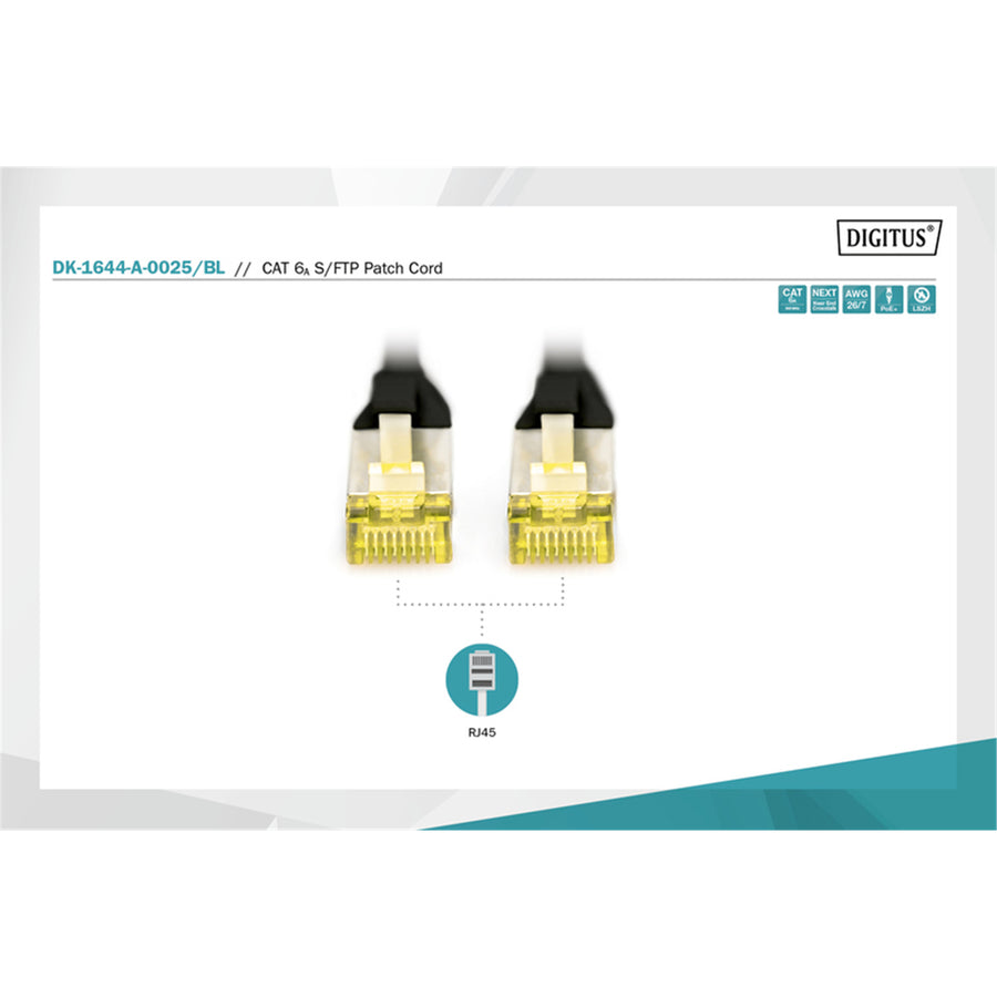 Digitus S-FTP CAT6A Patch Lead - 0.25M Black