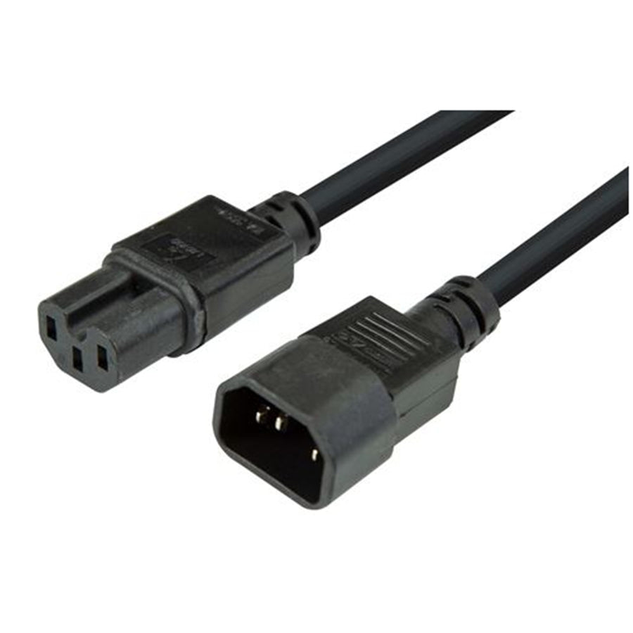 DYNAMIX C-POWERCX15-1 - 1M IEC C14 to Notched C15 10A SAA Approved Power Extension Cable. 1.0mm core
