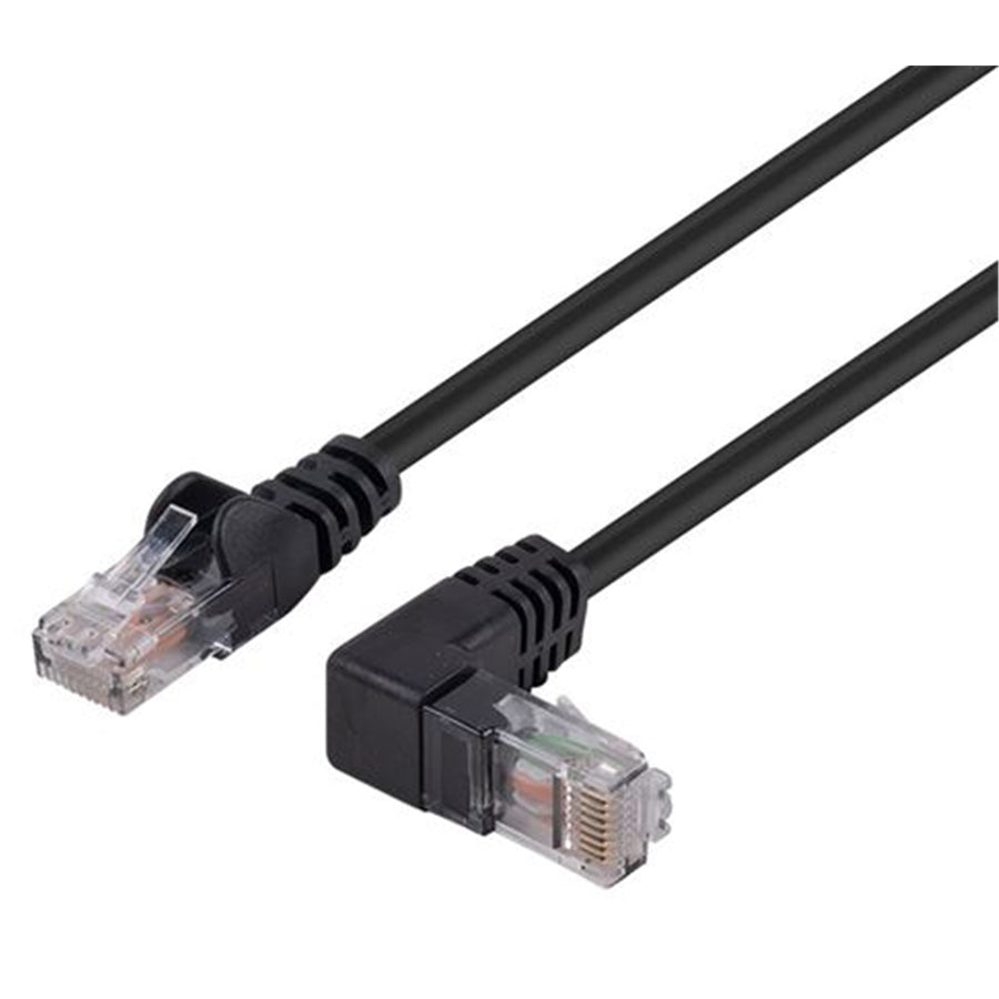 DYNAMIX PLKRA-C6-3 - Cat6 Black UTP Right Angled Patch Lead T568A 250MHz 24AWG Unshielded Plug.