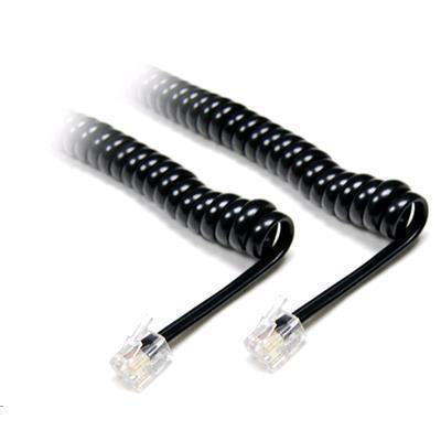 DYNAMIX CHC-4W600BK - Curly Handset Cord Black 4 Wire RJ22 to RJ22 Cable 370mm Coiled
