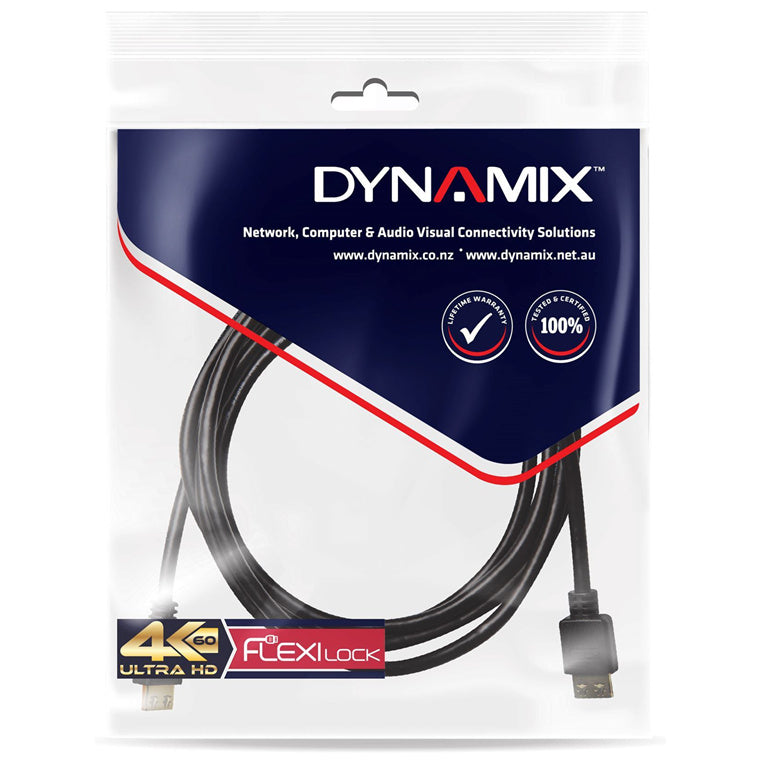 DYNAMIX C-HDMI2FL-10 - 10m HDMI High Speed Flexi Lock Cable w/ Ethernet. Max Res: 4K2K@60Hz.