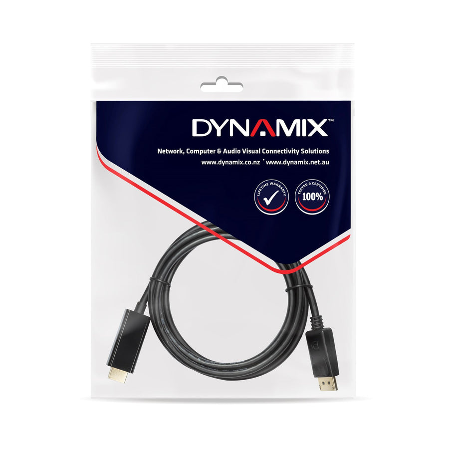 DYNAMIX C-HDMIDP-1 - 1m DisplayPort 1.2 to HDMI 1.4 Monitor cable Max Max Res: 4K@30Hz (3840x2160)