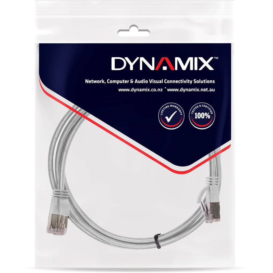 DYNAMIX PLSSGY-C6A-2-5 - 2.5m Cat6A S/FTP Grey 10G LSZH Patch Lead 34AWG 802.3af Shielded Plug.