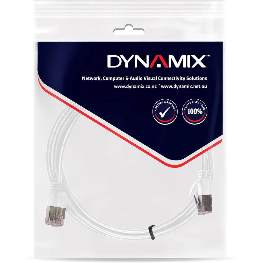 DYNAMIX PLSSW-C6A-1-5 - 1.5m Cat6A S/FTP White 10G LSZH Patch Lead 34AWG 802.3af Shielded Plug.