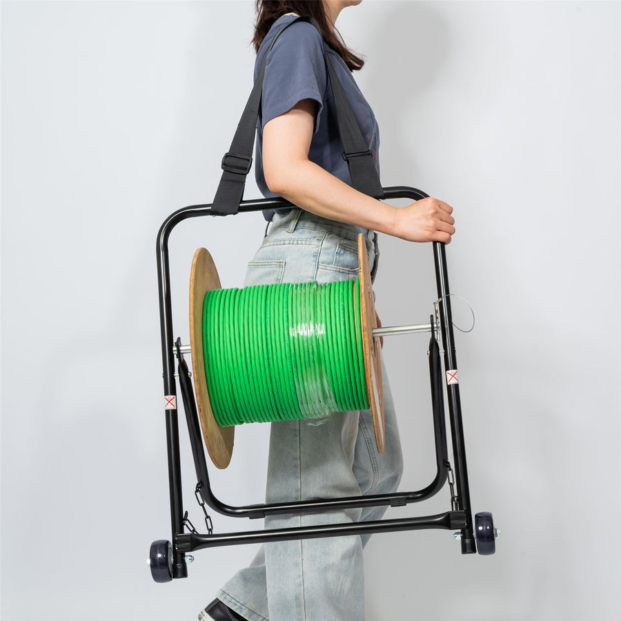 DYNAMIX CAB-CADDY - Foldable Cable Caddy w/ Wheels & Pull Strap Hold Cable Reel up to 50cm Diameter & 100kg