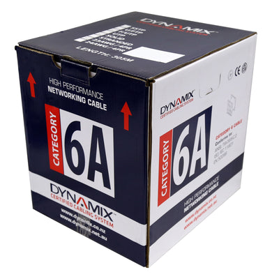 Dynamix C-C6AFL-SLDBLK 305m Cat6A Schwarz F/UTP Kabelrolle, 500MHz, 23AWGx4P LSZH-Mantel, auf Kunststoffhaspel, Box