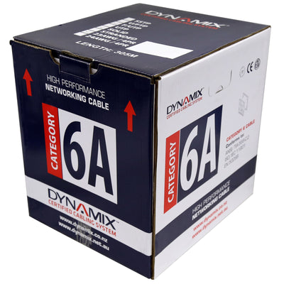 DYNAMIX 305m Cat6A Grey 10G UTP Solid Roll 500MHz 23AWGx4P LSZH Jacket