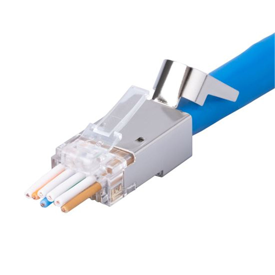 DYNAMIX RJ-45PTC6AS-50J - Cat6/6A STP External Ground Push Through Plug 50pc Pack 2pc with Insert Solid/Stranded