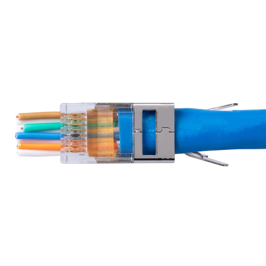 DYNAMIX RJ-45PTC6AS-50J - Cat6/6A STP External Ground Push Through Plug 50pc Pack 2pc with Insert Solid/Stranded