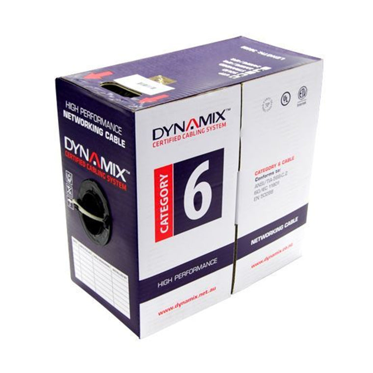DYNAMIX C-C6-ST-R-RED - 305M Cat6 Red UTP Stranded Roll 250MHz 24 AWGx4P PVC Jacket Supplied Easy Pull Box