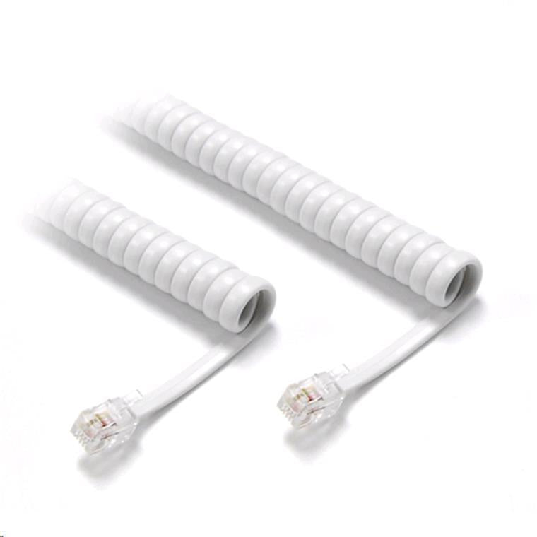 DYNAMIX CHC-4W600WH - Curly Handset Cord White 5 Wire RJ22 to RJ22 Cable 370mm Coiled