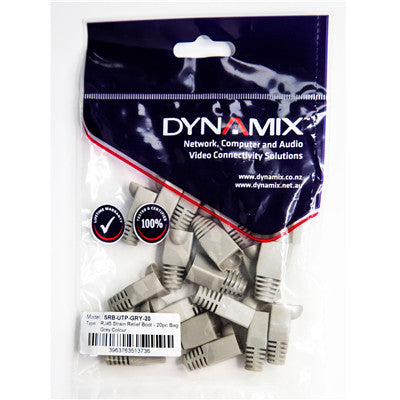 DYNAMIX SRB-UTP-GRY-20 - Grey RJ45 Strain Relief Boot 6.0mm Outside Diameter 20pk Bag