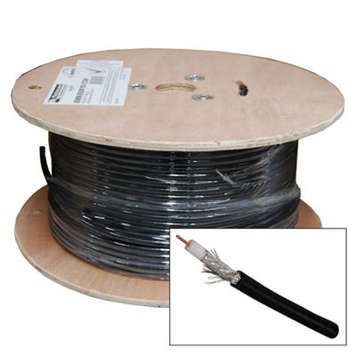 DYNAMIX 305m Roll RG6 Shielded Cable Black 75ohm 18AWG solid core. Foil & braid shield.