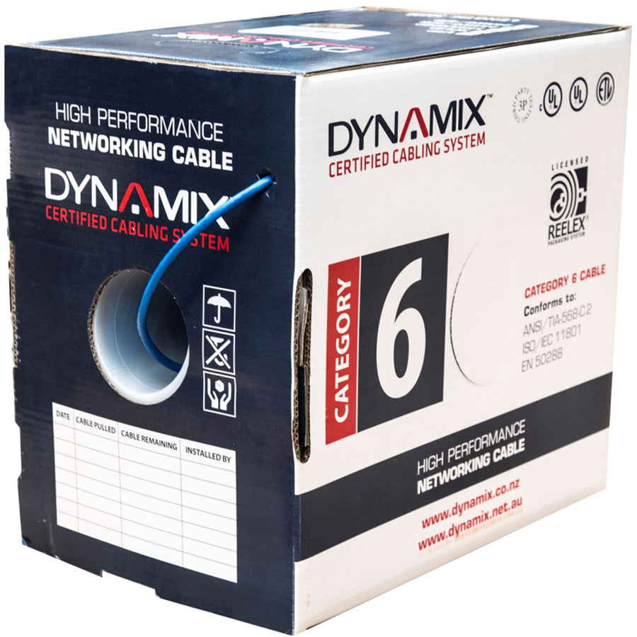 DYNAMIX C-C6-SLD24-BLUE - 305m Cat6 Blue UTP Solid Cable Roll 250MHz 24AWGx4P PVC CM UL Rated Jacket