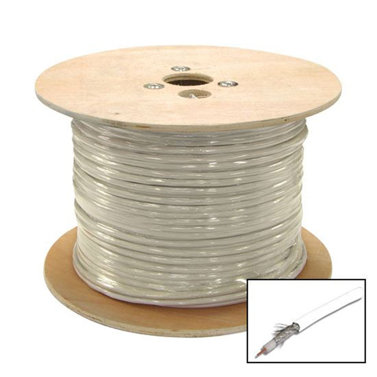 DYNAMIX C-RG6-305-WH - 305m Roll RG6 Shielded Cable White 75ohm 18AWG Solid Core Foil/Braid Shield SKY APPROVED