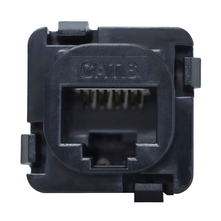 Dynamix FP-C6-005V2 Cat6 UTP AMDEX Style RJ45 Slimline Jack. T568A Wiring. 50 micron, 180 Jack. Accept 23-24 AWG Cabling. Colour Black