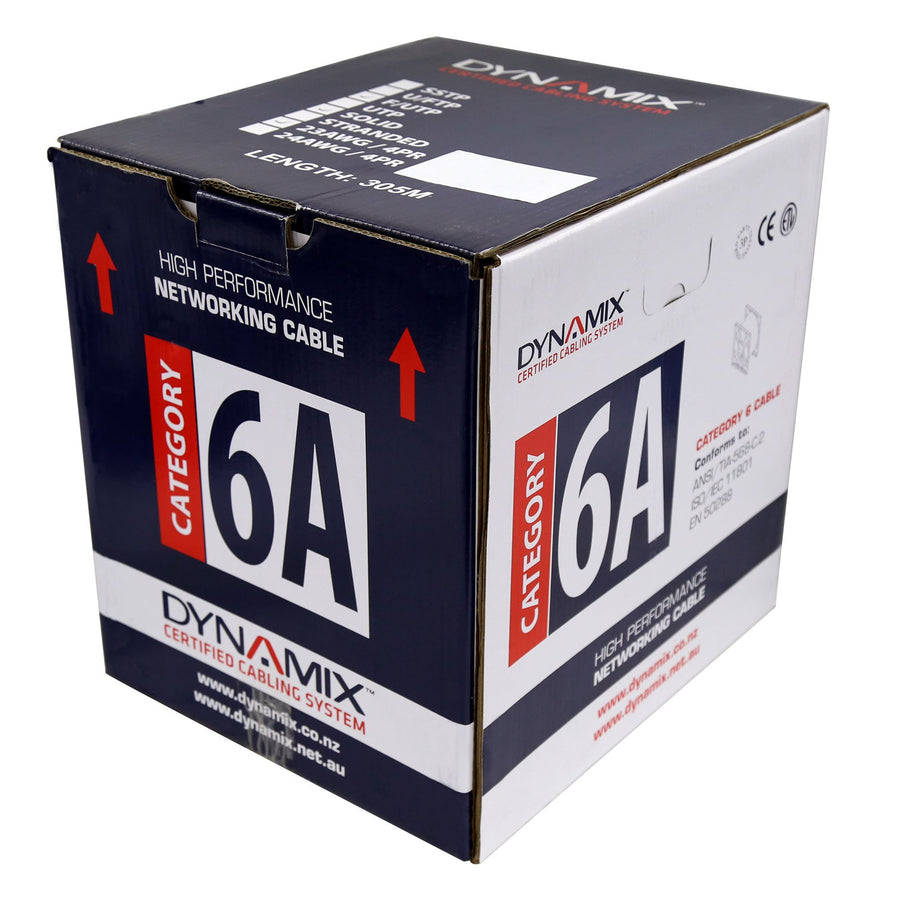 DYNAMIX C-C6AUTPL-SLDBLK - 305m Cat6A Black 10G UTP Solid Cable 23AWGx4P 500MHz LSZH CM UL Rated Jacket.