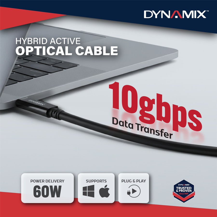 DYNAMIX C-U32-LLF-CC-10 - 10M USB 3.2 Full Featured Type C to C Hybrid Active Opti Cable