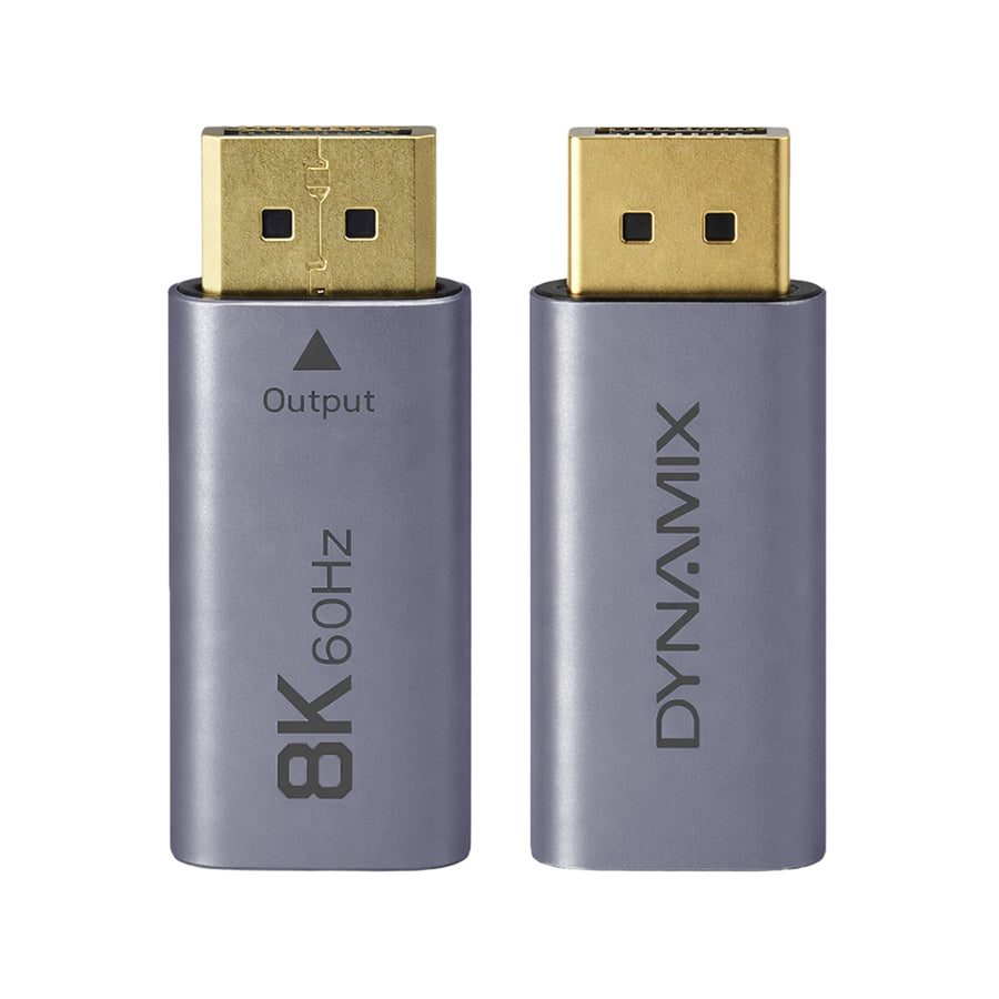 DYNAMIX A-U4C-DPM – USB-C 4.0 Buchse auf DisplayPort Stecker Adapter. Unterstützt USB 4. Silbernes Aluminiumgehäuse.