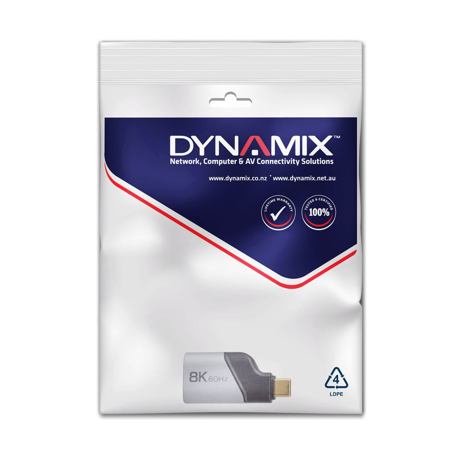 DYNAMIX A-U4CM-HDMI - USB-C 4.0 Stecker auf HDMI Adapter unterstützt 8K@60Hz. Aluminiumgehäuse, Silber.