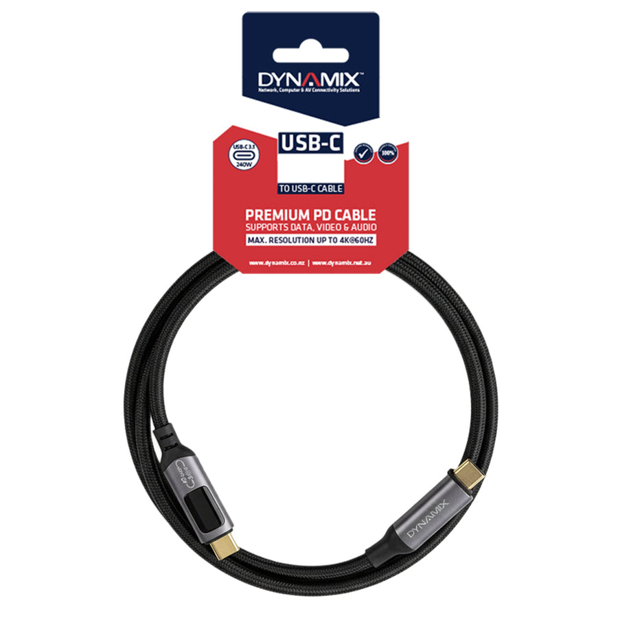 DYNAMIX C-U4-CCPR-1 - 1M 240W (5A/48V) USB4 USB-C 40Gbps, LCD Display, Up to 8K@120Hz