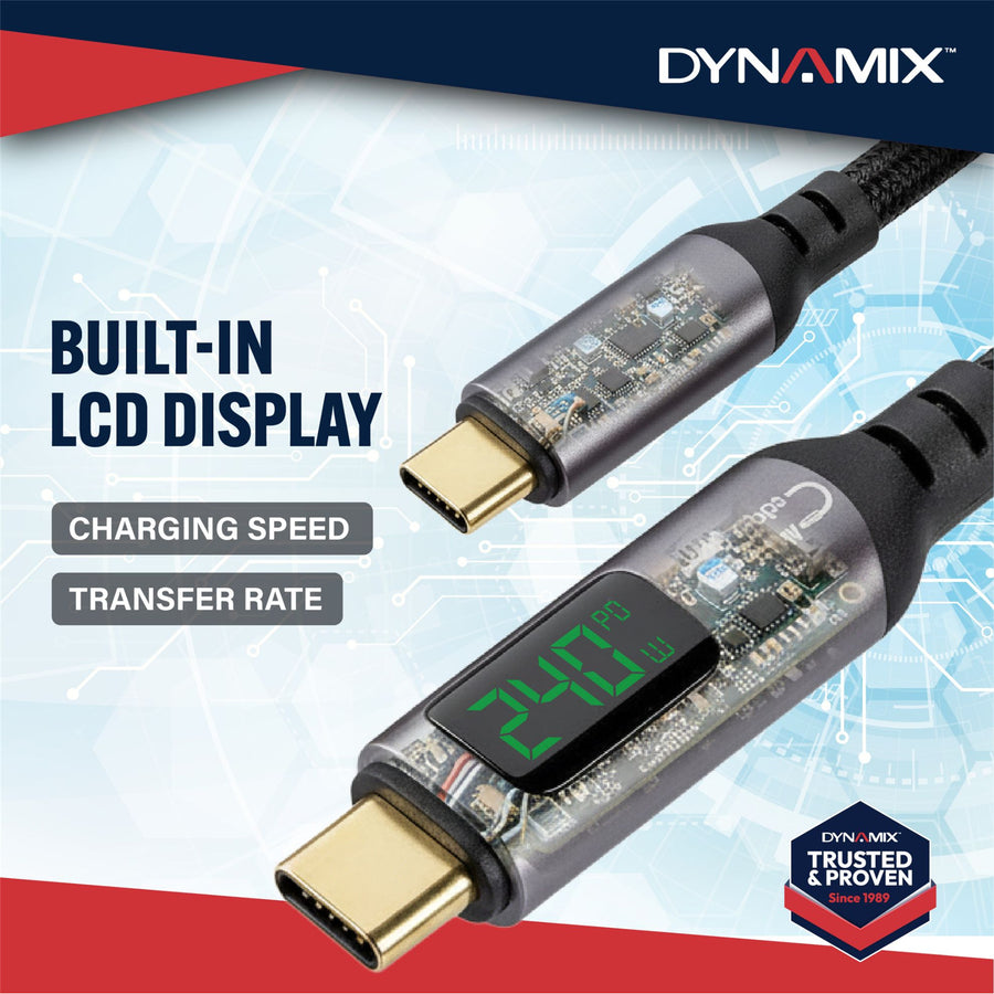 DYNAMIX C-U4-CCPR-1 - 1M 240W (5A/48V) USB4 USB-C 40Gbps, LCD Display, Up to 8K@120Hz