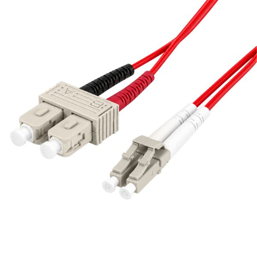 DYNAMIX 0.5M 50u LC/SC OM3 Fibre Lead Duplex Multimode LSZH Jacket (RED)