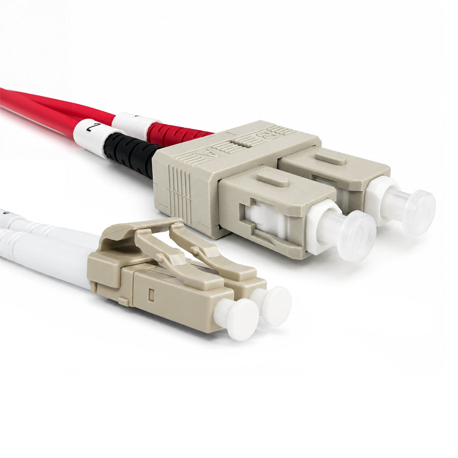 DYNAMIX 0.5M 50u LC/SC OM3 Fibre Lead Duplex Multimode LSZH Jacket (RED)