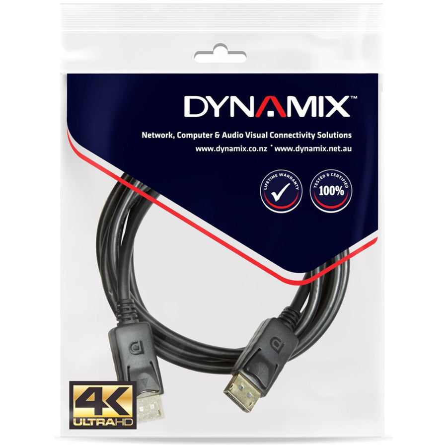 DYNAMIX C-DP12-2M - 2m DisplayPort v1.2 Cable w/ Gold Shell Connectors DDC Compliant 4K60Hz