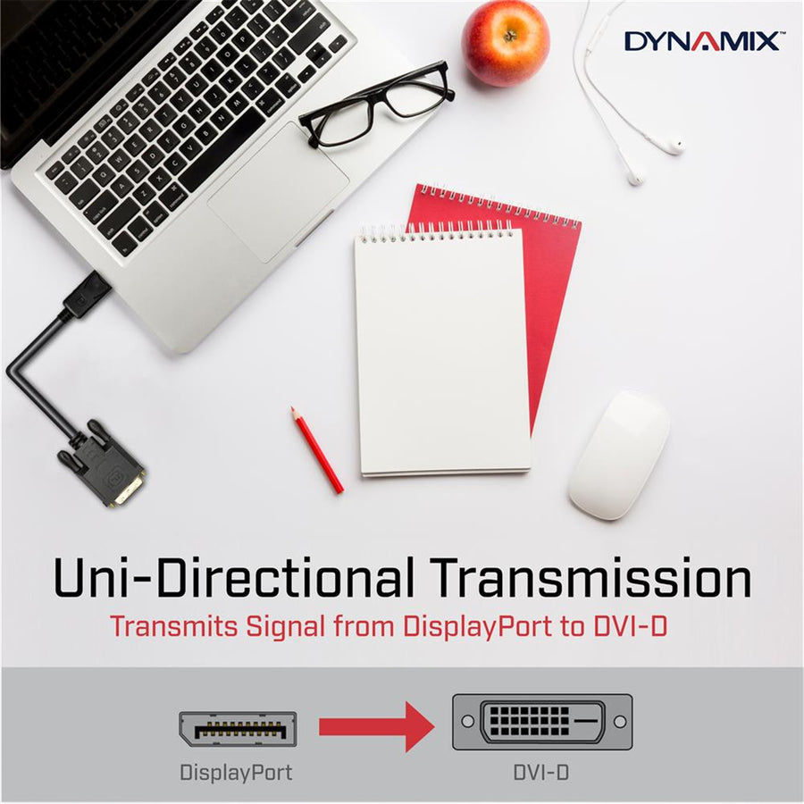 DYNAMIX C-DP-DVIDM-1H - 1.5m DisplayPort Source to DVI-D Monitor Male Cable Max Resolution 1080p 60Hz.