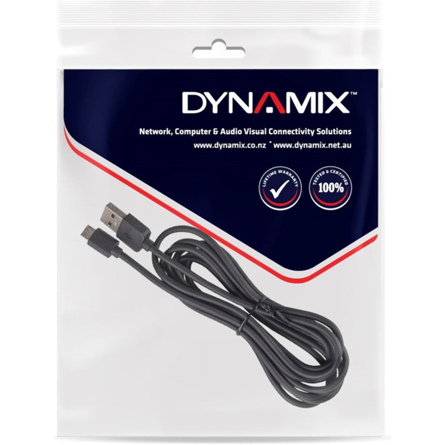 DYNAMIX C-U2AMICB-2 - 2m USB 2.0 Micro-B Male to USB-A Male Connectors Colour Black