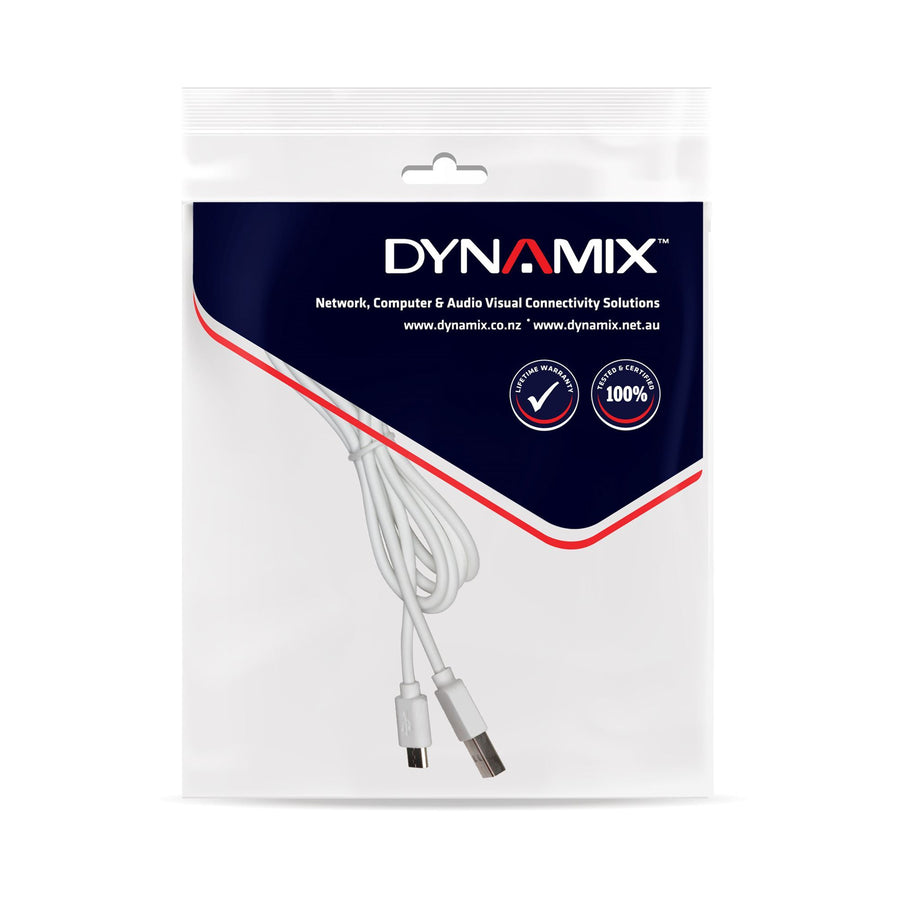 Dynamix C-U2AMICB-2WH USB-A 2.0 to USB Micro B Cable - 2m - White