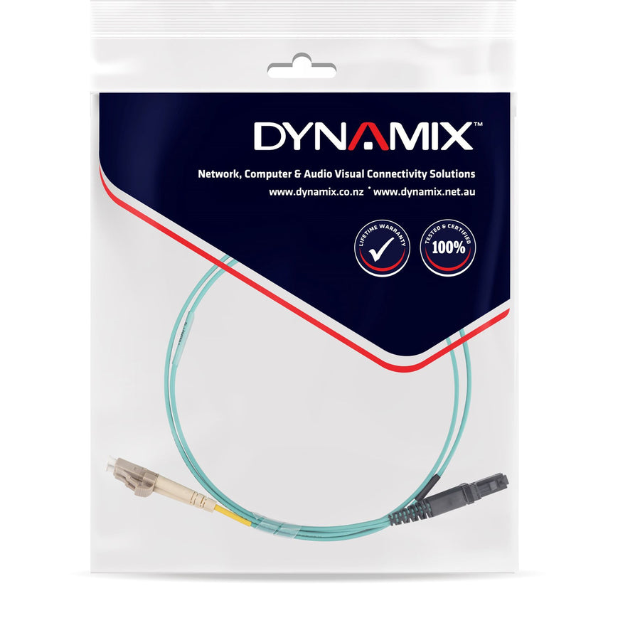 DYNAMIX FL-LCMT50-5 - 5M 50u LC/MT-RJ OM3 Fibre Lead Duplex Multimode Aqua LSZH Jacket